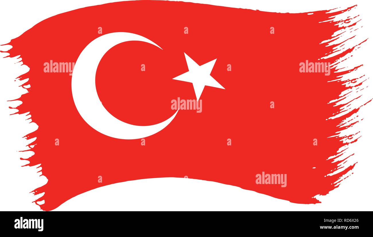 Illustrazione Vettoriale di spazzolata verniciata bandiera nazionale della Repubblica Turca isolati su sfondo bianco Illustrazione Vettoriale