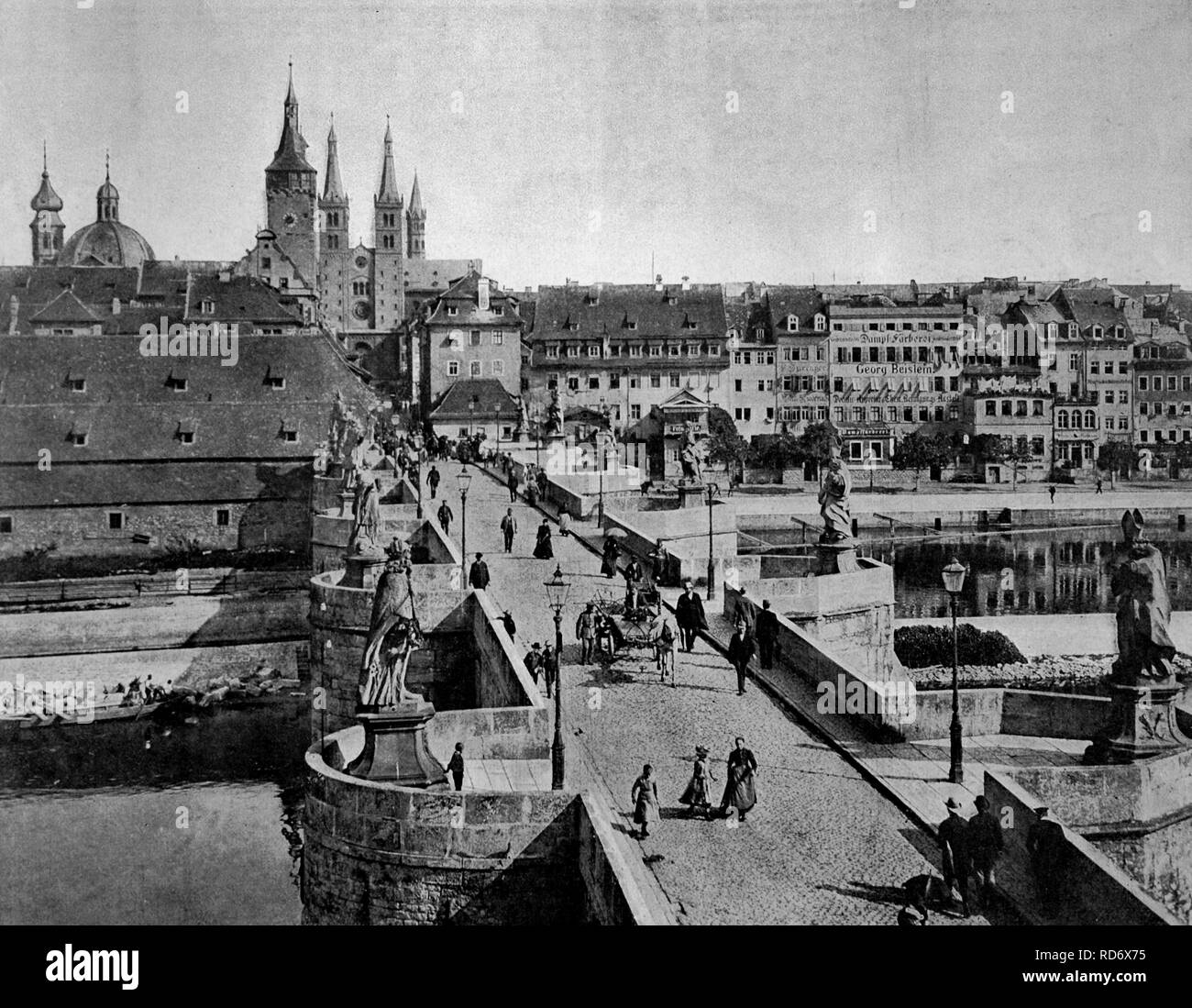 Uno dei primi autotype fotografie di Wurzburg, Baviera, Germania, circa 1880 Foto Stock