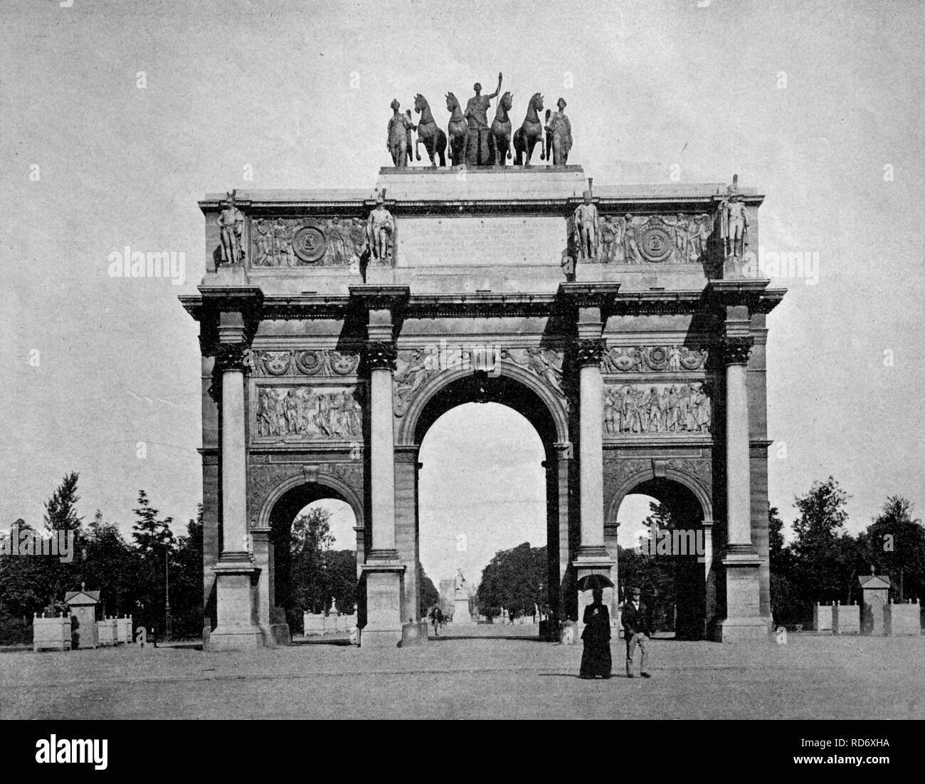 Uno dei primi mezzi toni, Arc de Triomphe a Parigi, Francia, 1880 Foto Stock