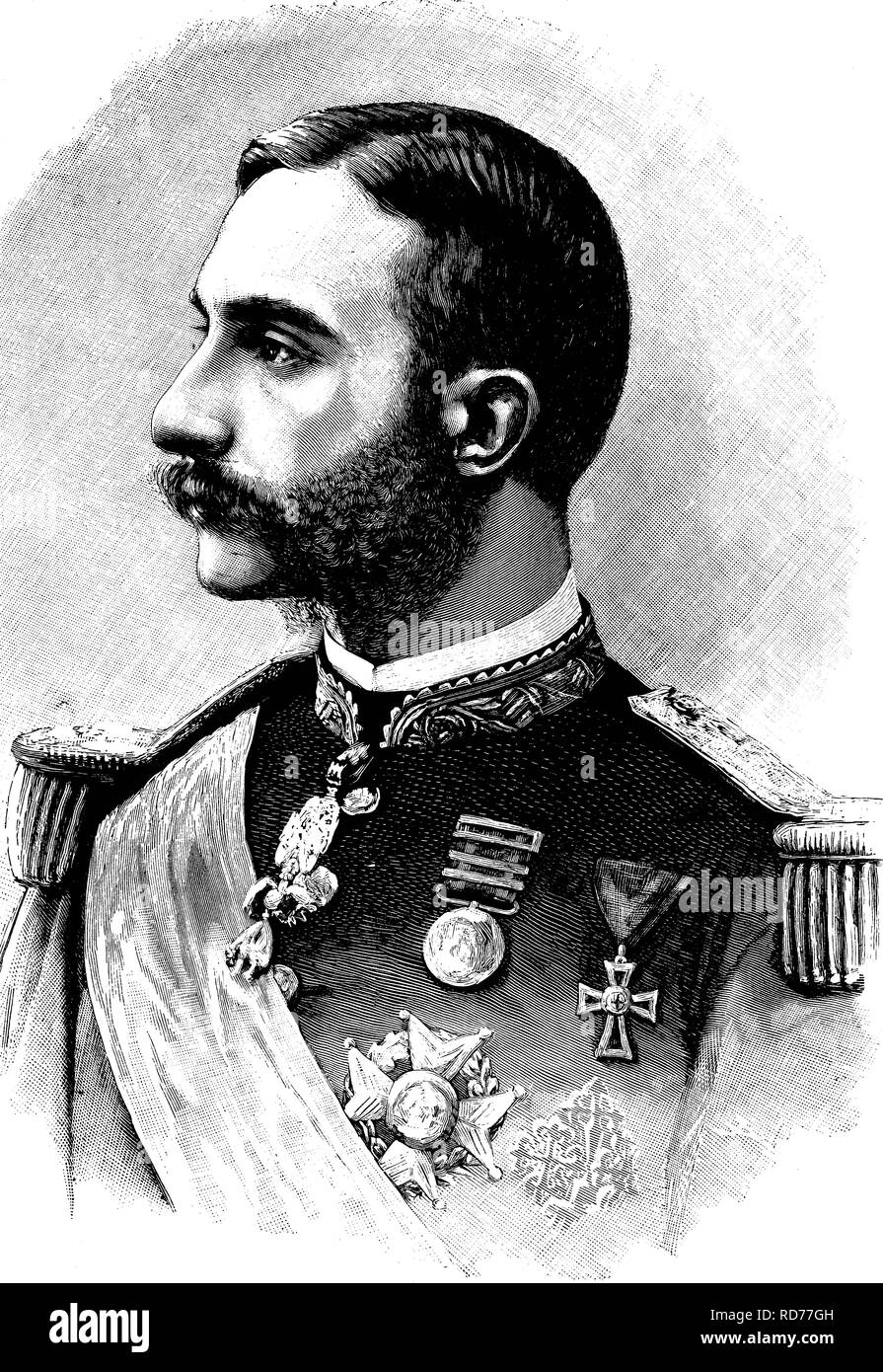 Alfonso XII (1857-1885), Re di Spagna, storico illustrazione, circa 1886 Foto Stock