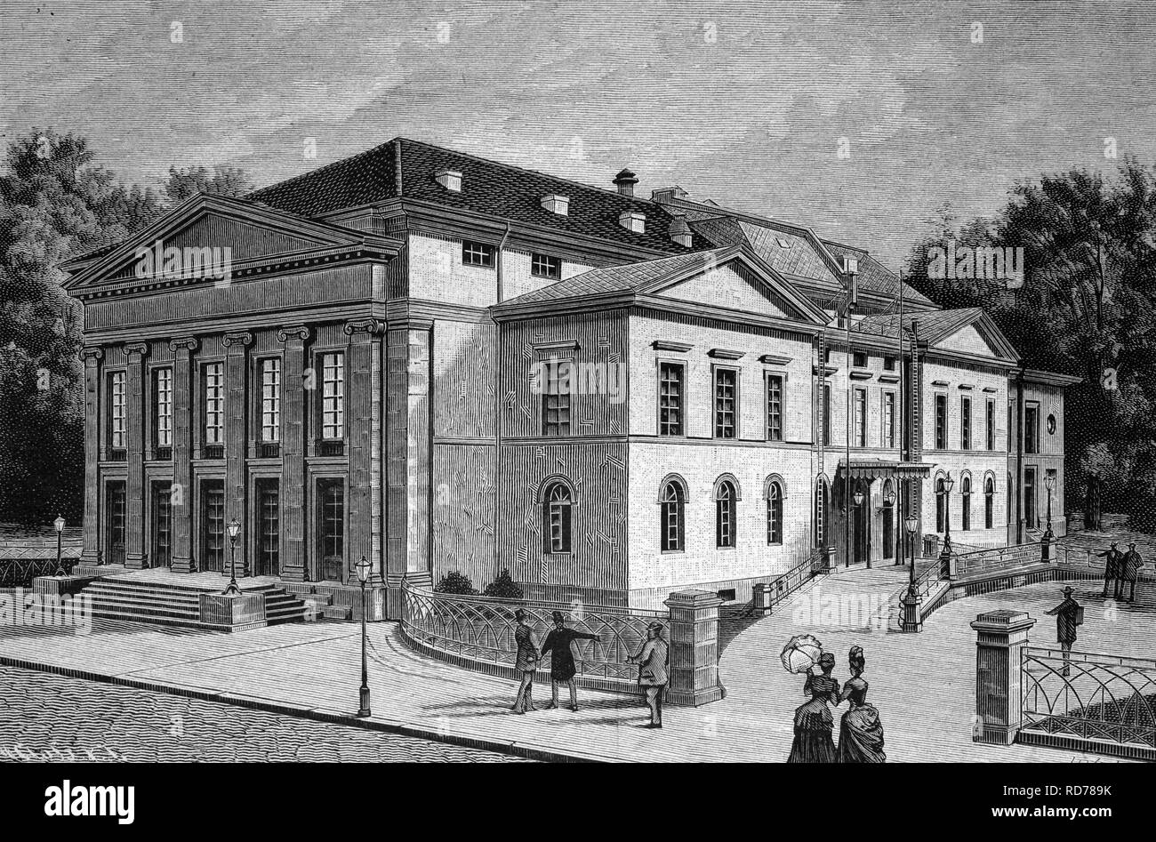 Hoftheater, teatro di corte a Meiningen, Germania, storico illustrazione, circa 1886 Foto Stock