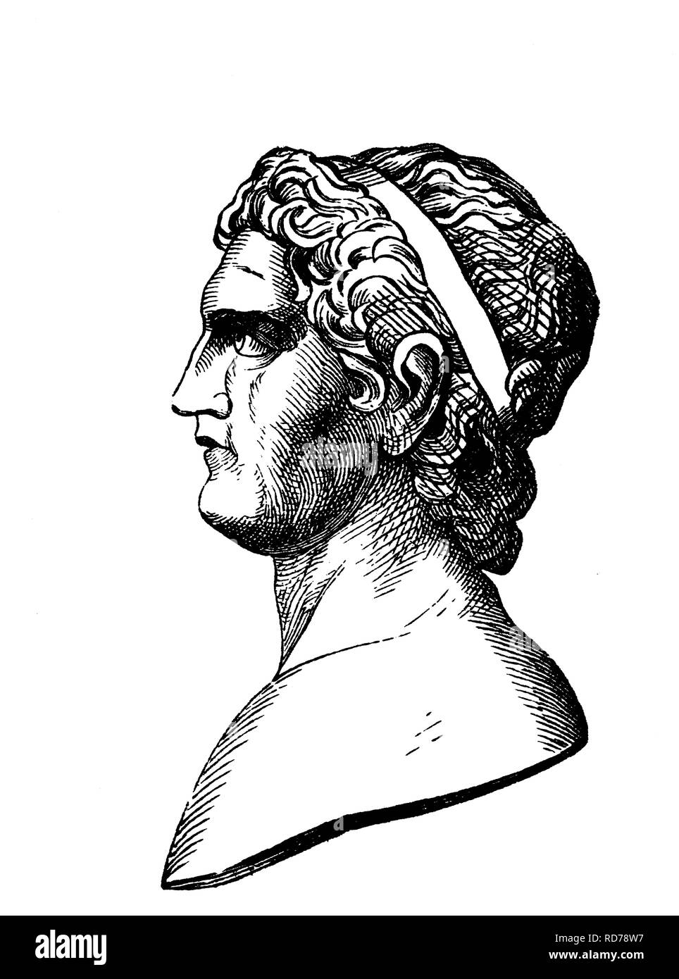 Ho Ptolemaos Lagis, Ptolemaois, 367 BC - 282 BC, il generale di Alessandro Magno, storico xilografia, circa 1880 Foto Stock
