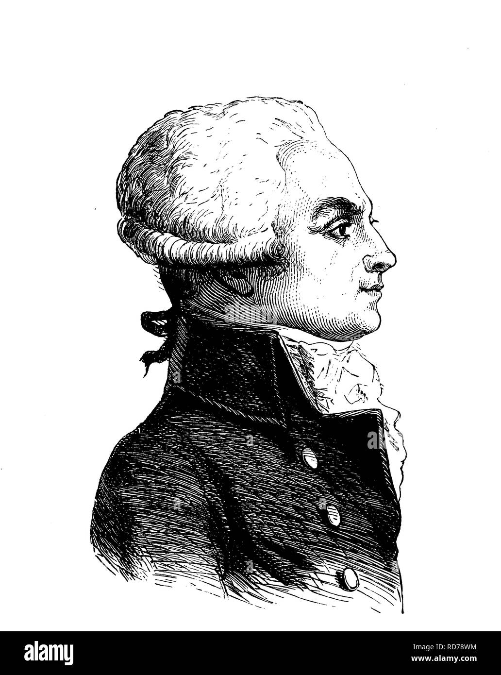 Massimiliano Robespierre, 1758 - 1794, politico francese, storico xilografia, circa 1880 Foto Stock