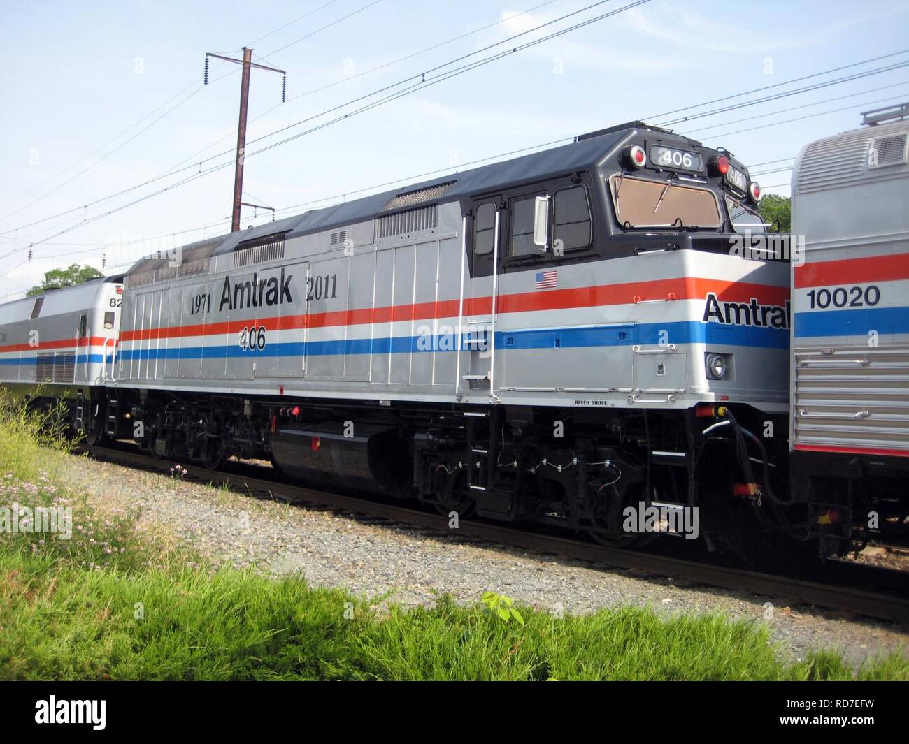 Amtrak NPCU 406 quarantesimo anniversario vernice a Perryville. Foto Stock