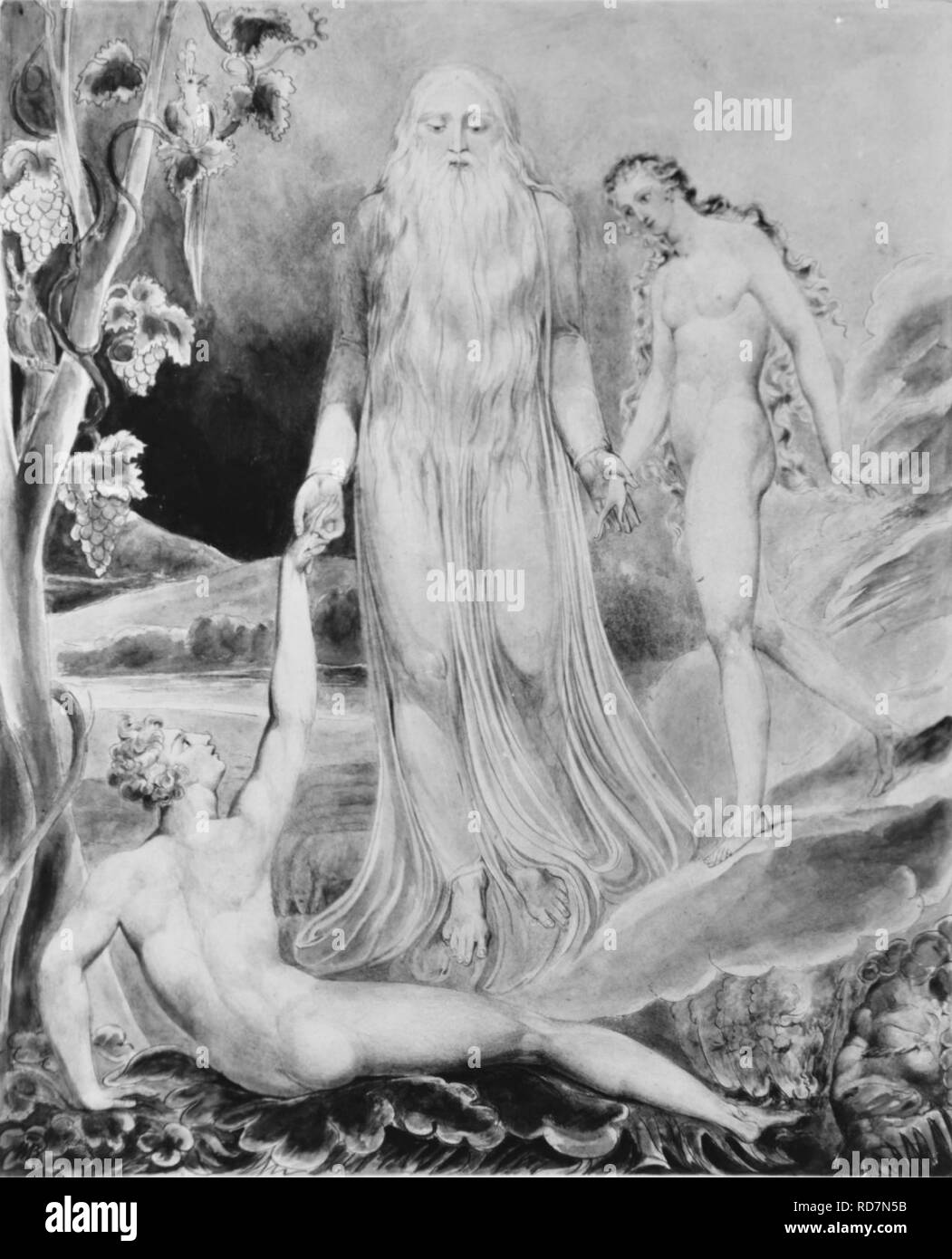 Angelo della divina presenza portando alla vigilia di Adam (creazione di eva- "e lei sarà chiamata donna) (recto); schizzo per lo stesso (verso) Foto Stock