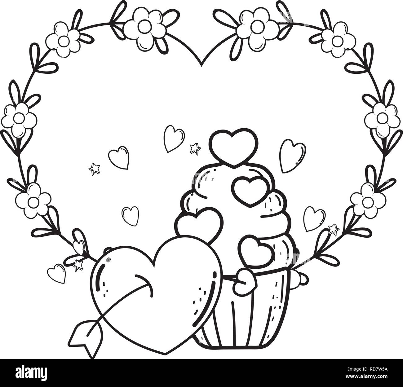 L'amore il giorno di san valentino tortina con il cuore e con la freccia Illustrazione Vettoriale