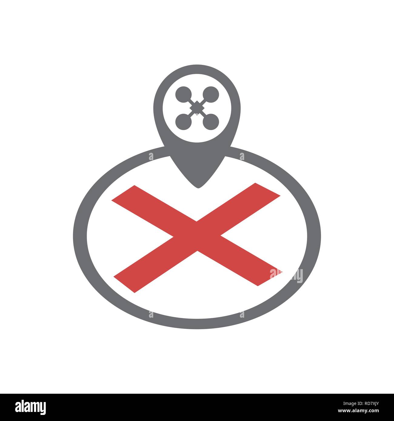 Drone piazzola di atterraggio icona sullo sfondo bianco per grafica e web design, moderno vettore semplice segno. Concetto di Internet. Il simbolo alla moda per il design del sito web o del pulsante mobile app. Illustrazione Vettoriale