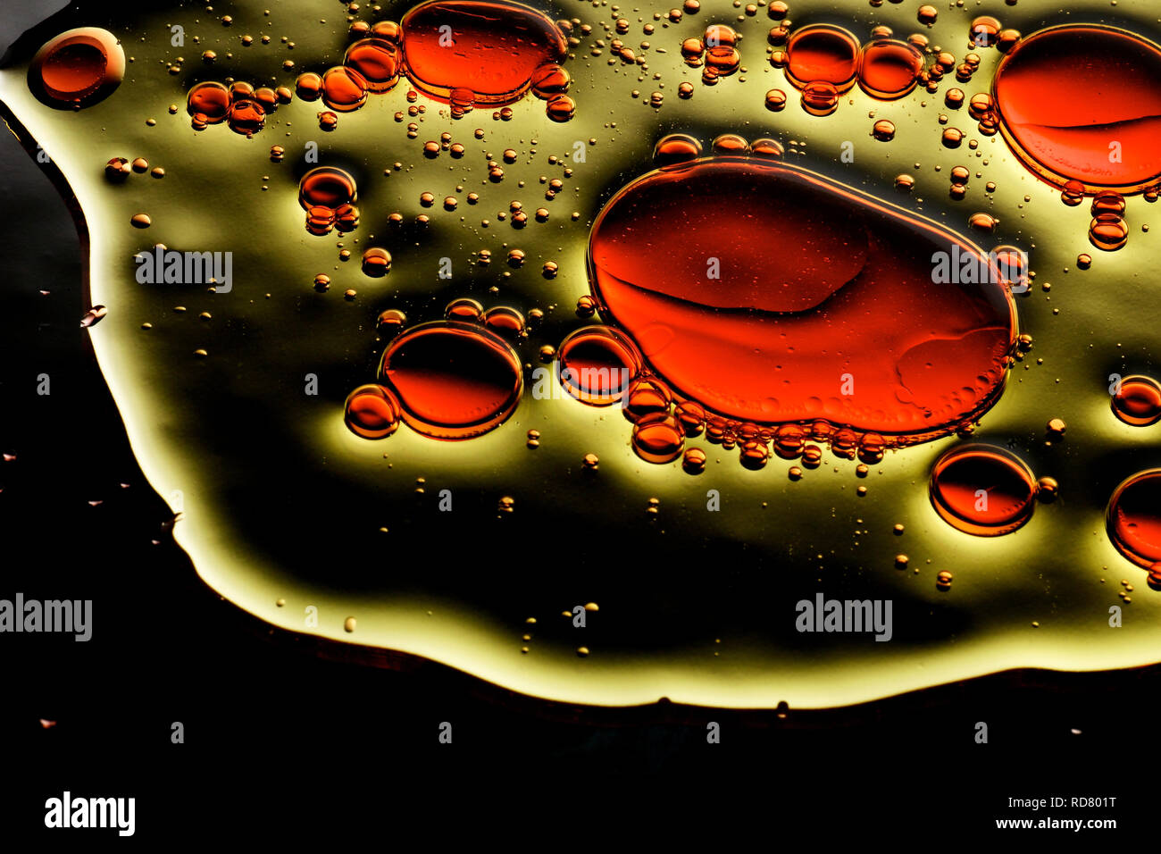 Oli di liquido e bolle Foto Stock