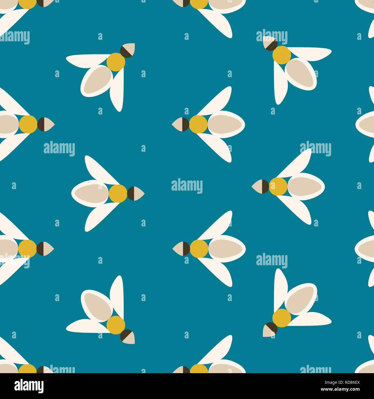 Vector Illustratin. Modello senza soluzione di continuità con le api mellifere. Illustrazione Vettoriale