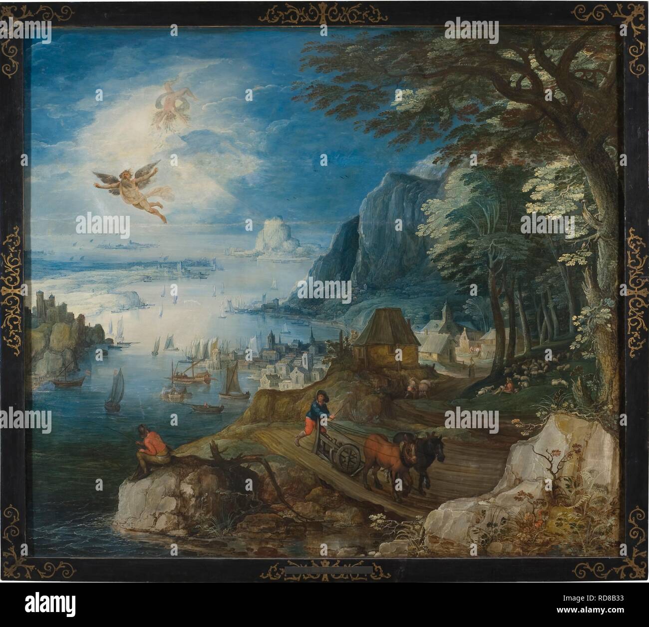 Paesaggio con la caduta di Icaro. Museo: Nationalmuseum di Stoccolma. Autore: Momper, Joos de, il giovane. Foto Stock