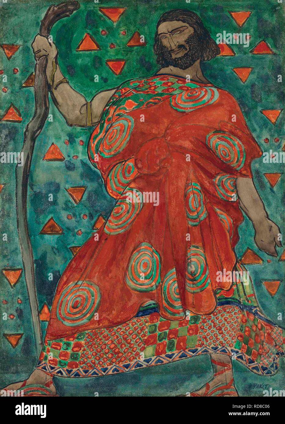 Costume Design per la tragedia Antigone dopo Sofocle. Museo: Collezione privata. Autore: Bakst, Leon. Foto Stock