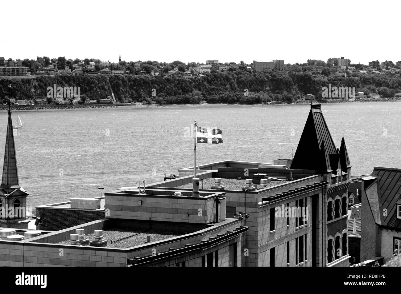 Vecchia Quebec Black & White flag Foto Stock