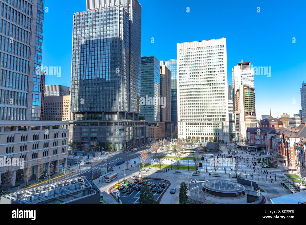 Vista della stazione di Tokyo Front Square al quartiere affaristico Marunouchi, Tokyo, Giappone. Foto Stock