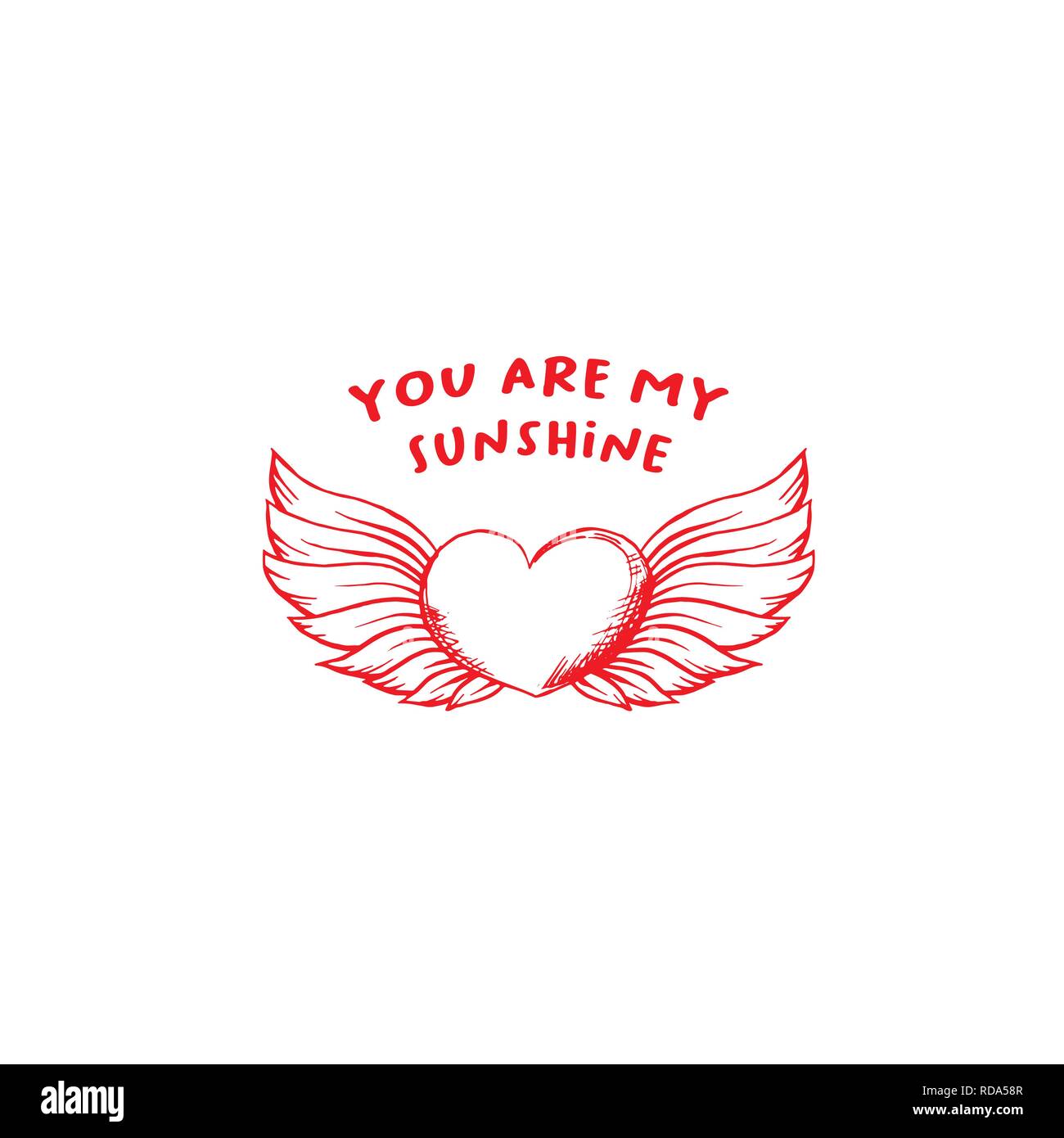 Amore si disegna il vettore Illustrazione a colori. Disegnata a mano ali d'angelo e di fiori di rose clipart isolato. La datazione e il romanticismo doodle schizzo. Il giorno di San Valentino biglietto di auguri, volare cuore Illustrazione Vettoriale