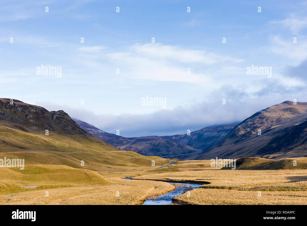 Parco Nazionale di Cairngorms nelle highlands scozzesi su un soleggiato inverno mattina, Scotland, Regno Unito Foto Stock