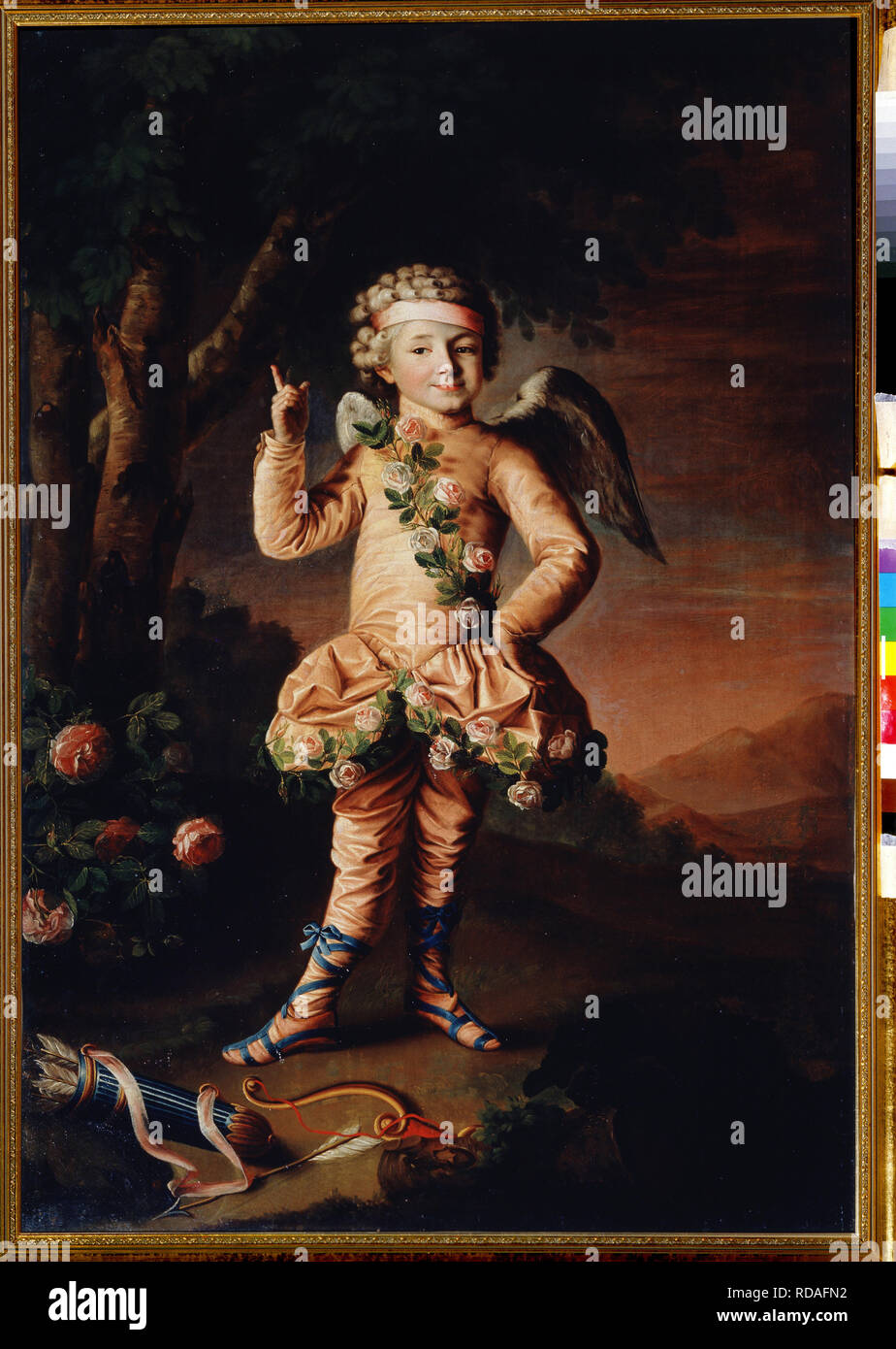 Ritratto di Ivan Yakimov come cupido. Museo: State Russian Museum di San Pietroburgo. Autore: Argunov, Nikolai Ivanovich. Foto Stock