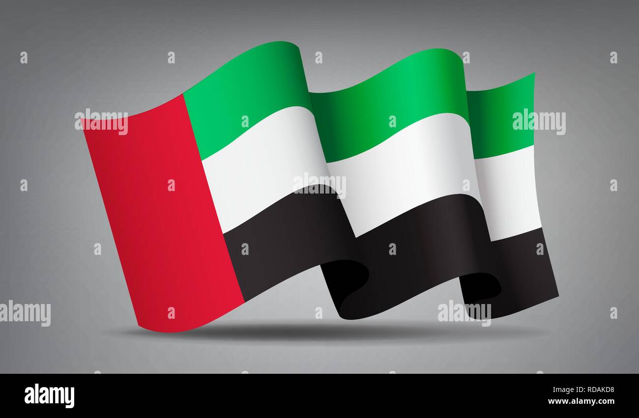 Sventola Bandiera degli Emirati Arabi Uniti 3d icona isolato Illustrazione Vettoriale