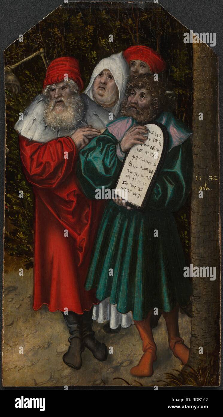 Mosè e Aronne con due profeti. Museo: Alte Pinakothek di Monaco di Baviera. Autore: Cranach, Lucas, il sambuco. Foto Stock