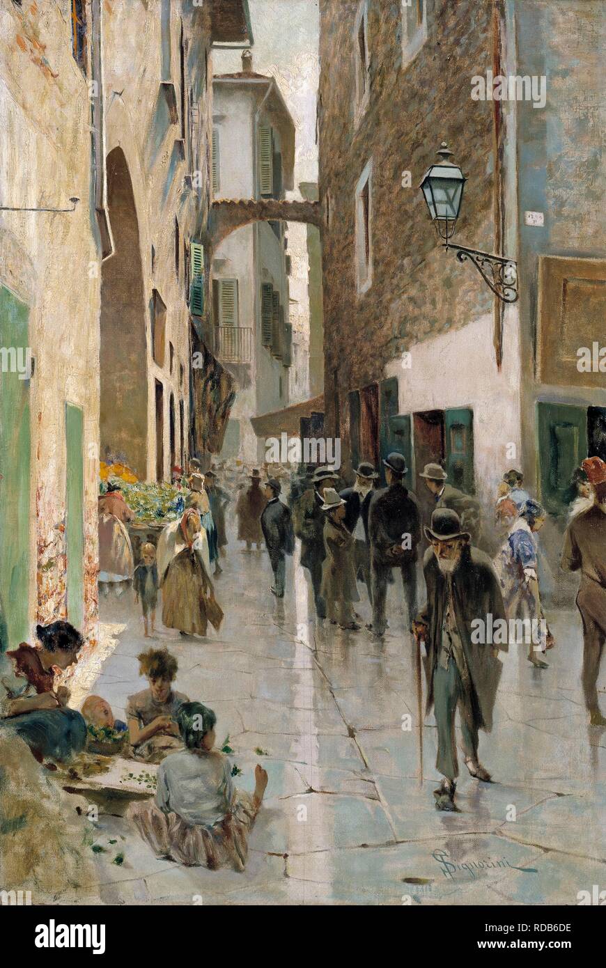 Il ghetto di Firenze. Museo: Collezione privata. Autore: Signorini, Telemaco. Foto Stock