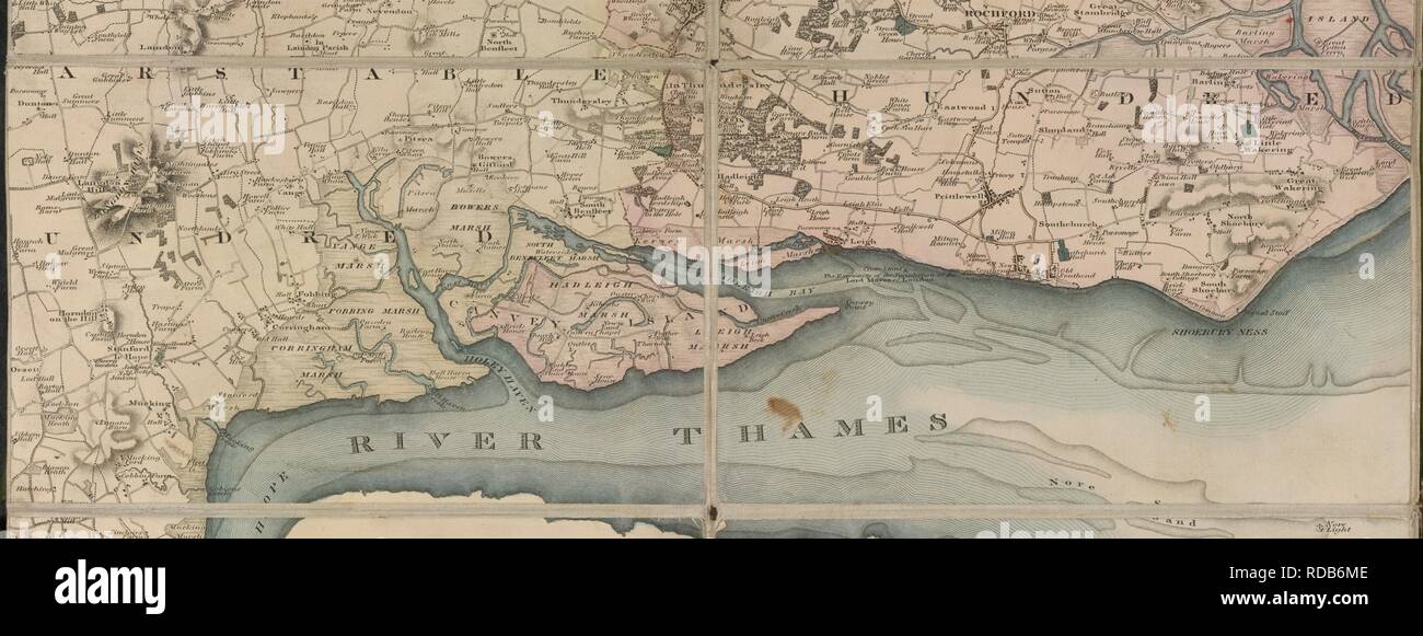 Essex. 1823. Mappa della contea di Essex. [Dettaglio che mostra l'estuario del Tamigi]. Originariamente pubblicato/prodotta nel 1823. . Fonte: maps.C.23.b.6. Lingua: Inglese. Foto Stock