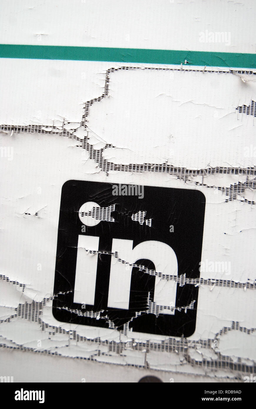 Vecchio poster del Logo Linkedin, Portsmouth, Regno Unito. Foto Stock