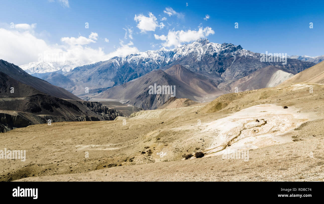 Deposito di sale in modo da Muktinath a Kagbeni, Circuito di Annapurna, Nepal Foto Stock