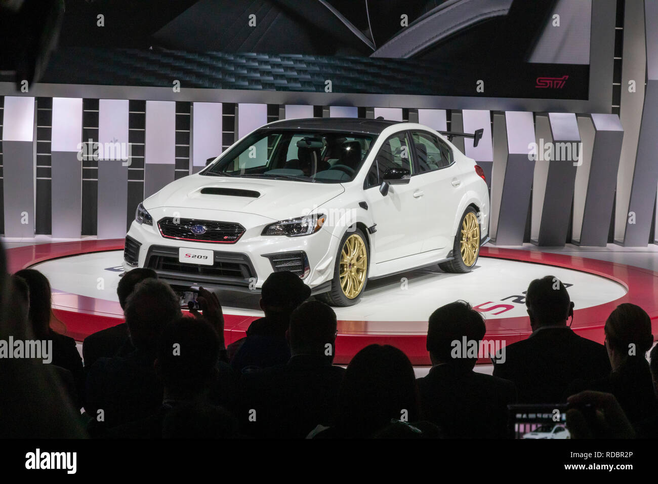 Detroit, Michigan - La Subaru STI 209 sul display al North American International Auto Show. Foto Stock