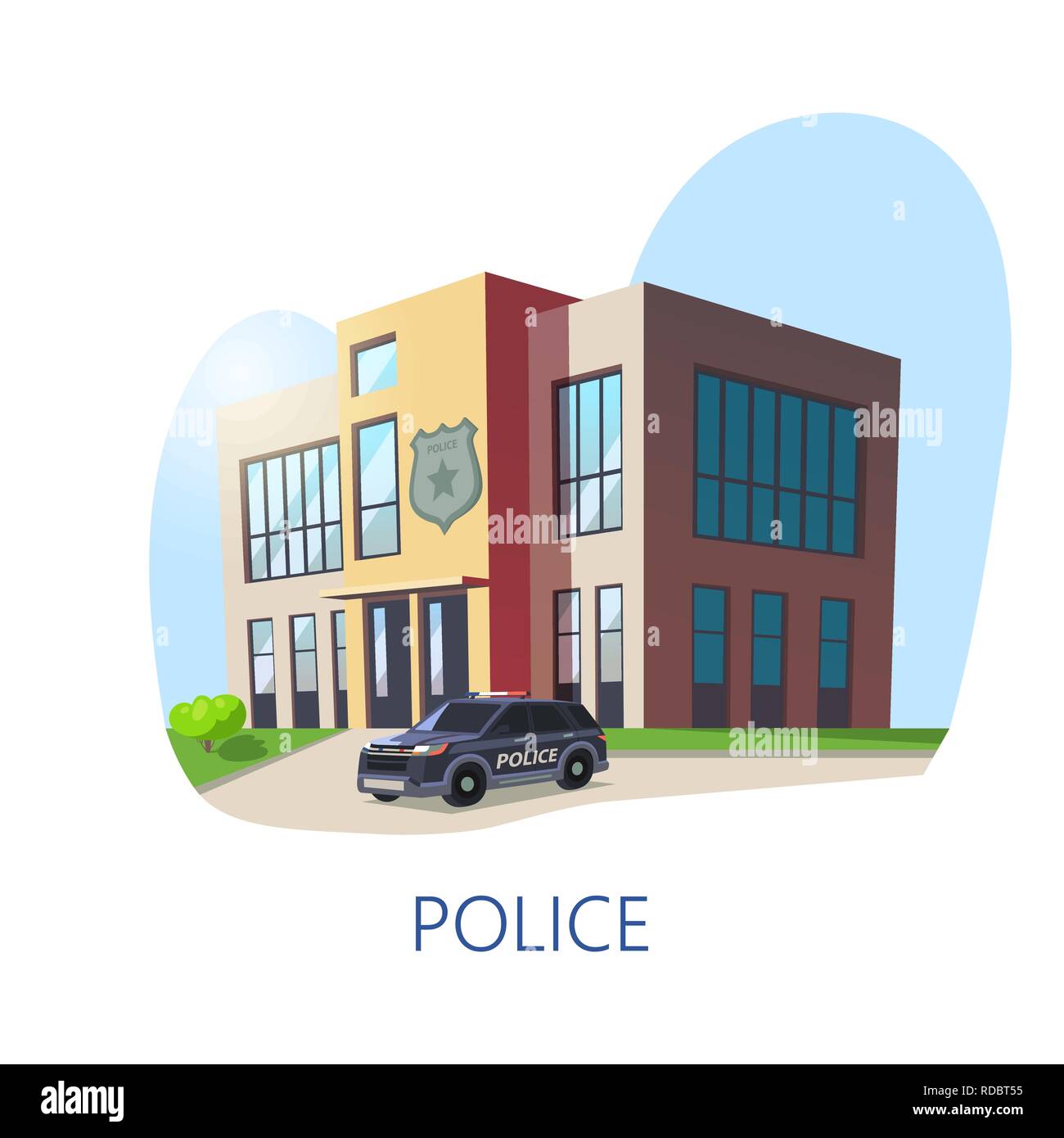 Veduta esterna sul dipartimento di polizia edificio. Illustrazione Vettoriale