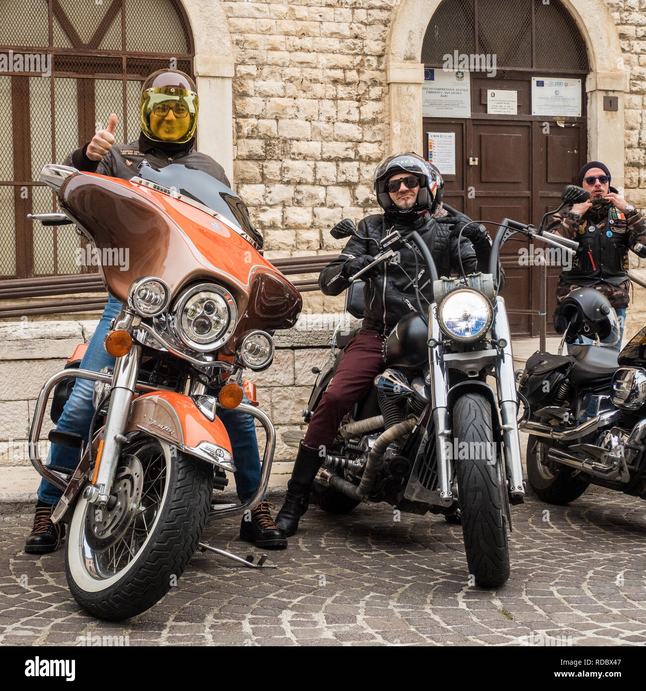 La moto si incontrano a bari, puglia, Italia Foto Stock