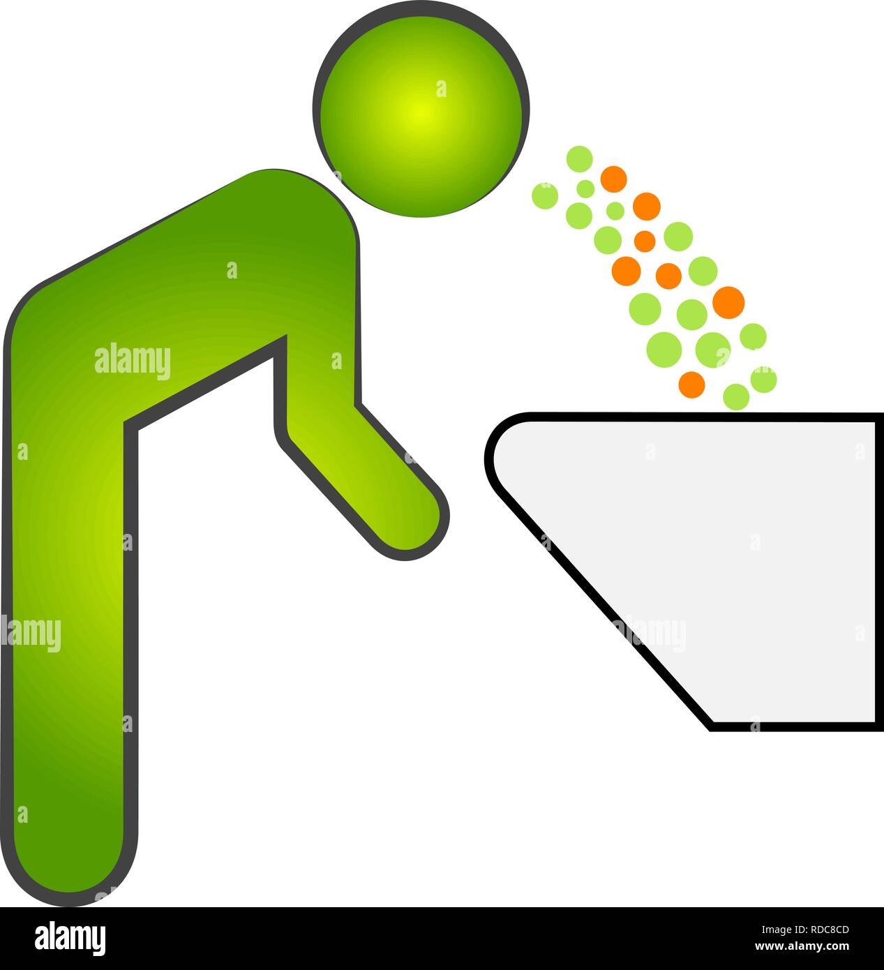 Tosse icona vettore. Lo stile è bicolore simbolo piana, eco verde e grigio colori, angoli arrotondati. Illustrazione Vettoriale