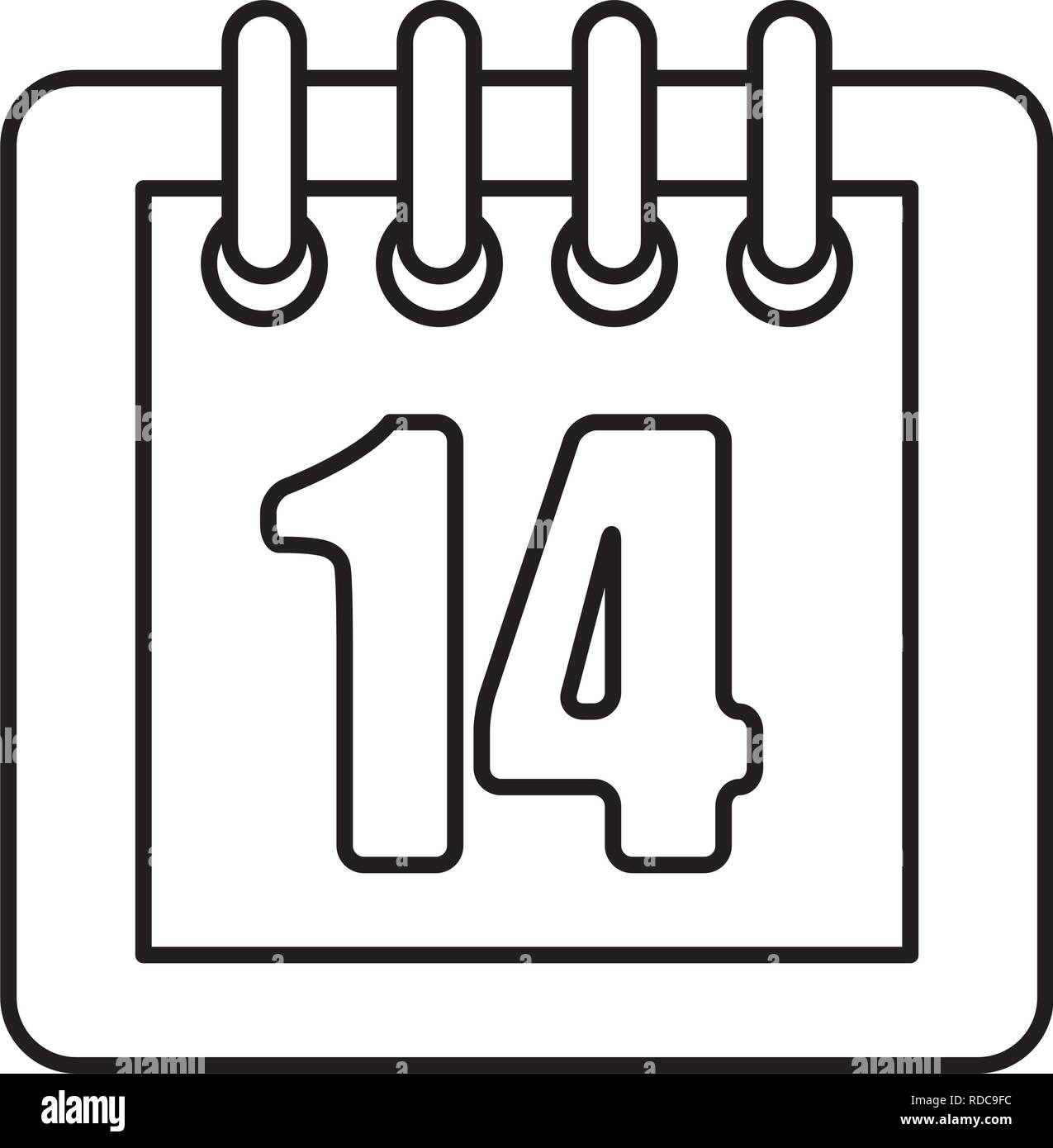 Calendario con 14 il giorno di san valentino Illustrazione Vettoriale
