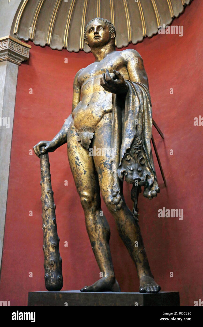 Ercole in bronzo, Sala Rotonda, il Museo del Vaticano, Città del Vaticano, Italia Foto Stock