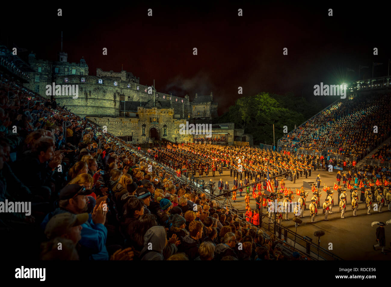 Europa, Großbritannien, Schottland, Edimburgo, Castello Schloss, Royal Edinburgh Tattoo militare Foto Stock