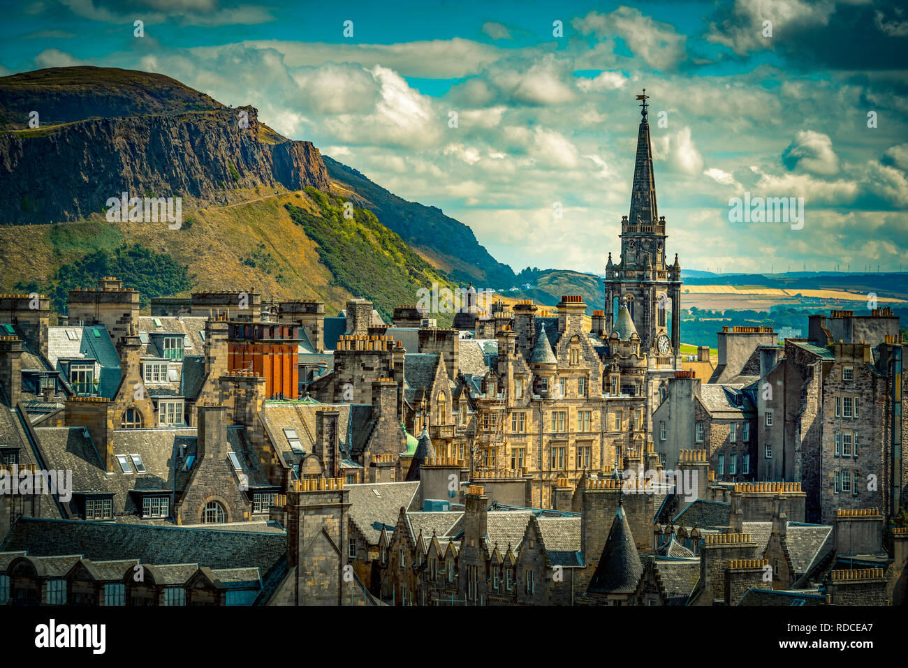 Europa, Großbritannien, Schottland, Edimburgo, Aussichtspunkt, Monumento Scott Holyrood Park, Salisbury Crags Foto Stock