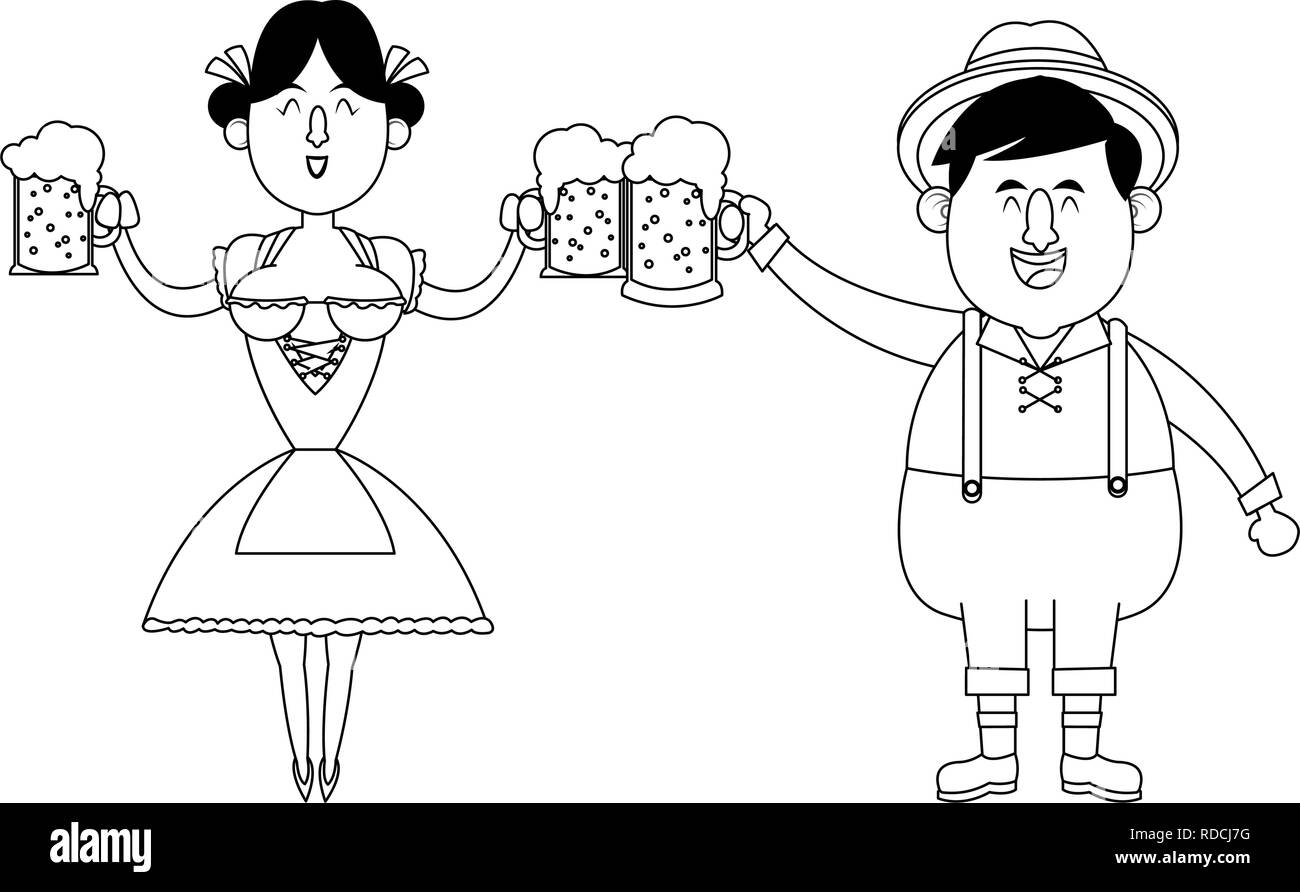 Uomo bavarese oktoberfest cartoni animati Illustrazione Vettoriale