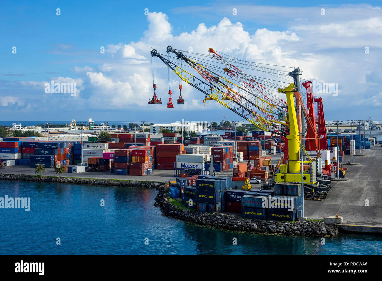 Polinesia francese, Tahiti, Porto Foto Stock