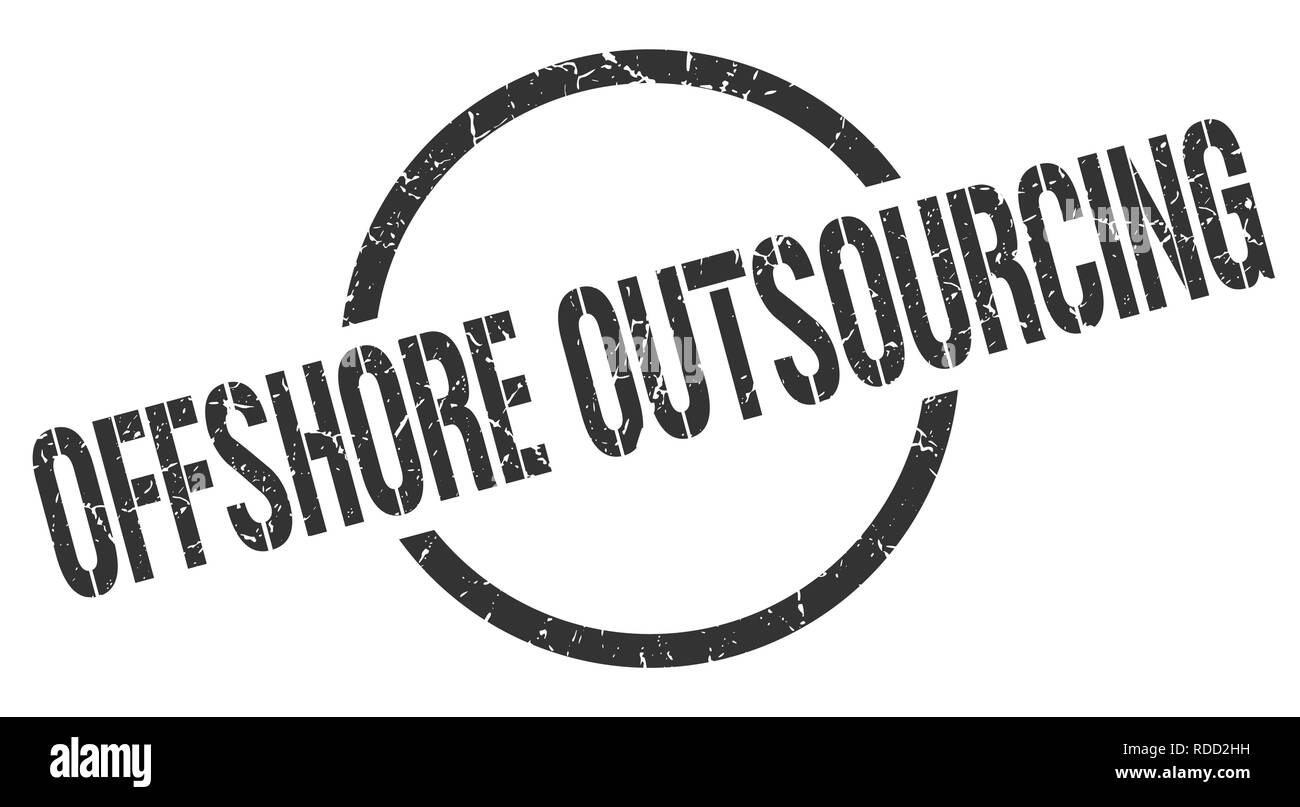 Outsourcing offshore nero timbro rotondo Illustrazione Vettoriale