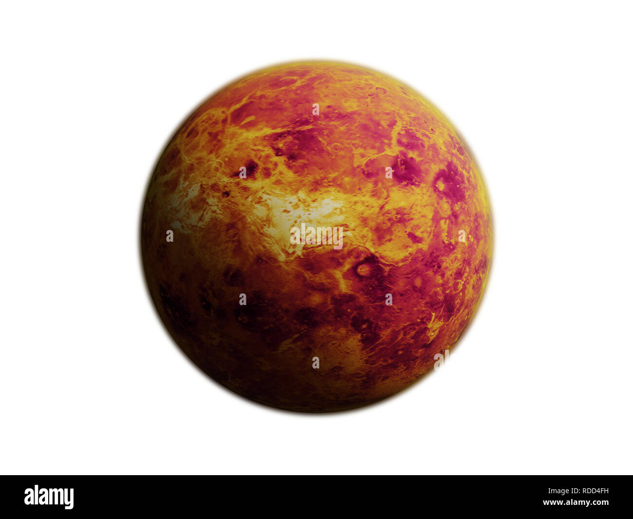 Pianeta Venere isolati su sfondo bianco, messa a fuoco sulla superficie del pianeta (3d illustrazione, gli elementi di questa immagine sono arredate dalla NASA) Foto Stock