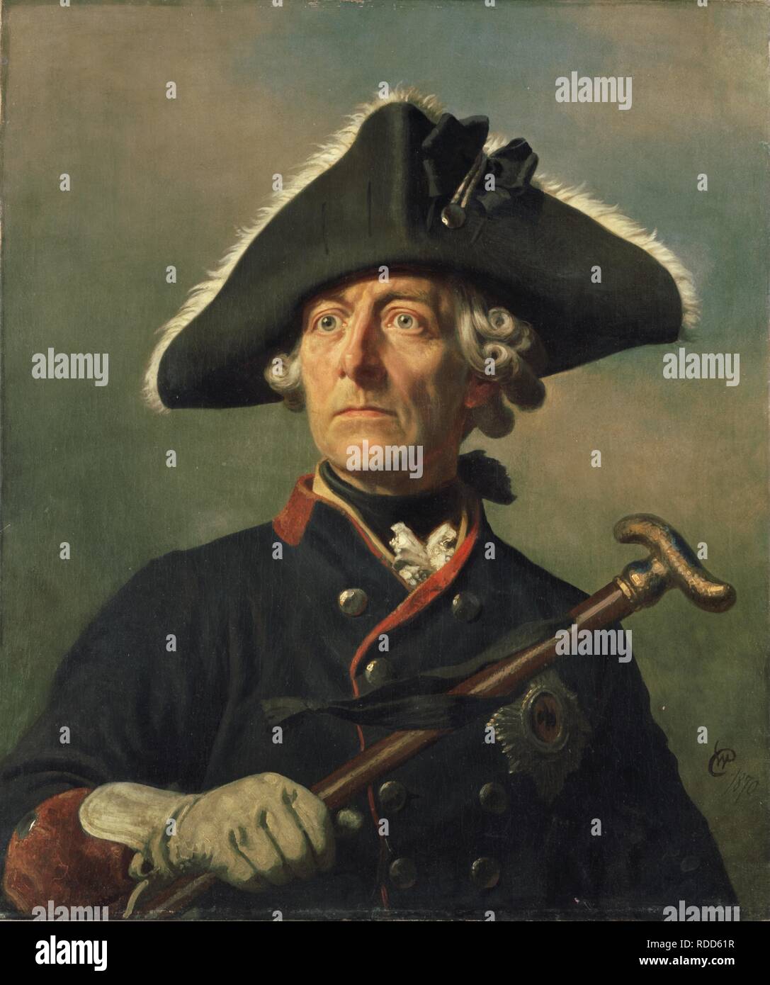 Ritratto di Federico II di Prussia (1712-1786). Museo: Stiftung Preußische Schlösser und Gärten Berlino-Brandeburgo. Autore: CAMPHAUSEN, WILHELM. Foto Stock