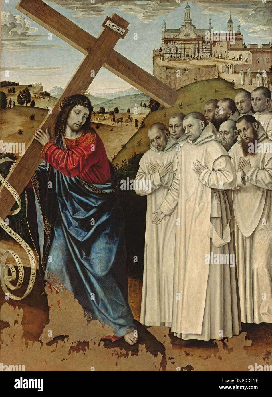 Cristo che porta la croce con Certosini. Museo: Musei Civici, Pavia. Autore: Bergognone, Ambrogio. Foto Stock