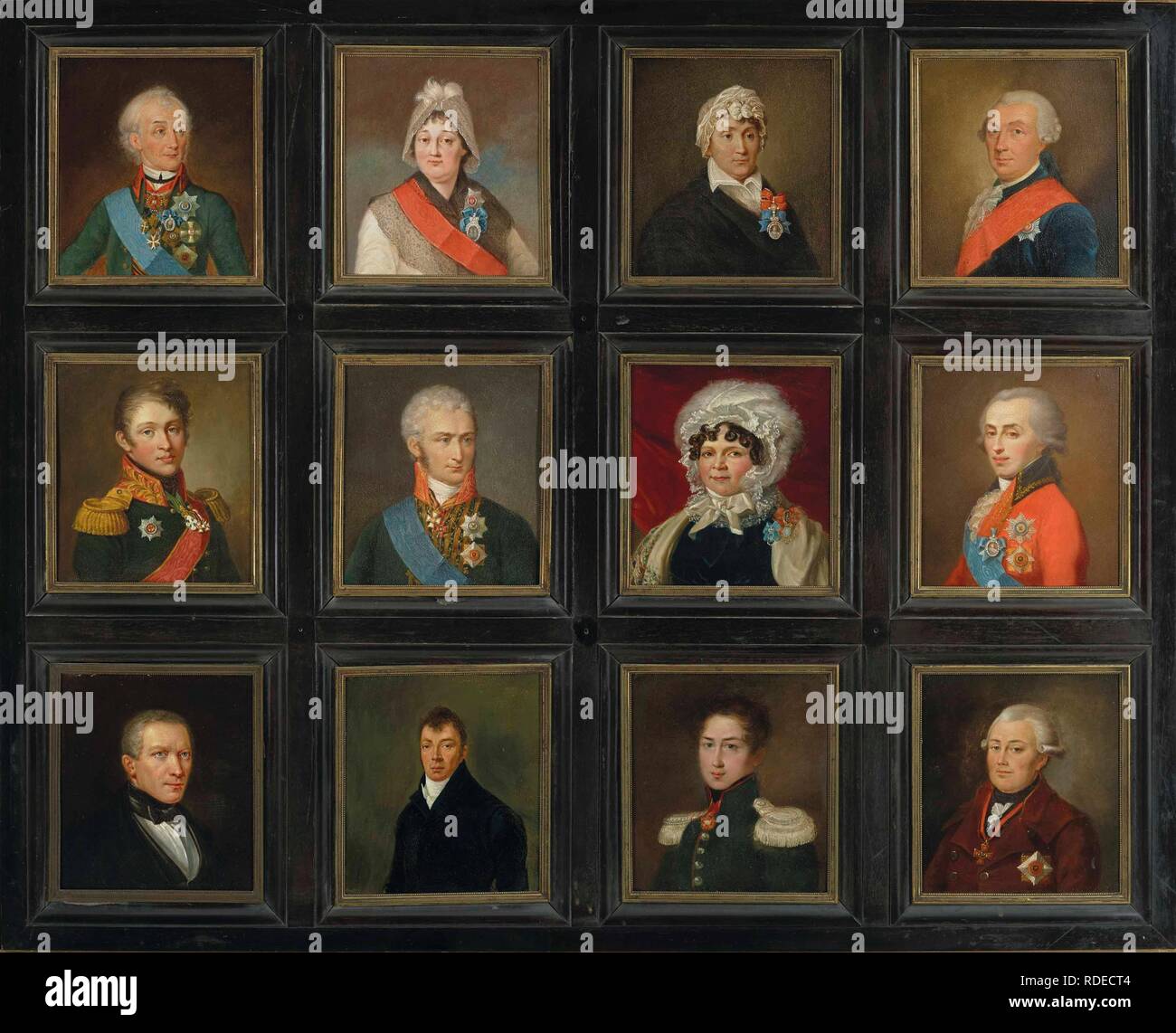 Dodici ritratti in miniatura della famiglia di Natalia Zubova, née Suvorova (1775-1844), e il conteggio di Nikolaj Zubov (1763-1805). Museo: Collezione privata. Autore: anonimo. Foto Stock