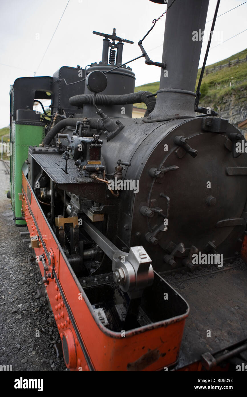 Vintage locomotiva a vapore H 2/3 No.5 (costruito nel 1894) sullo Schynige Platte Bahn, stazione di vertice, Schynige Platte, Oberland bernese, Svizzera Foto Stock