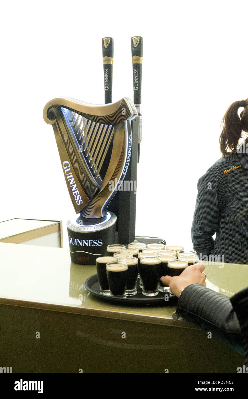Imparare a bere Guinness presso il Magazzino Guinness Brewery a Dublino, Irlanda, 15 gen 2019. Foto Stock