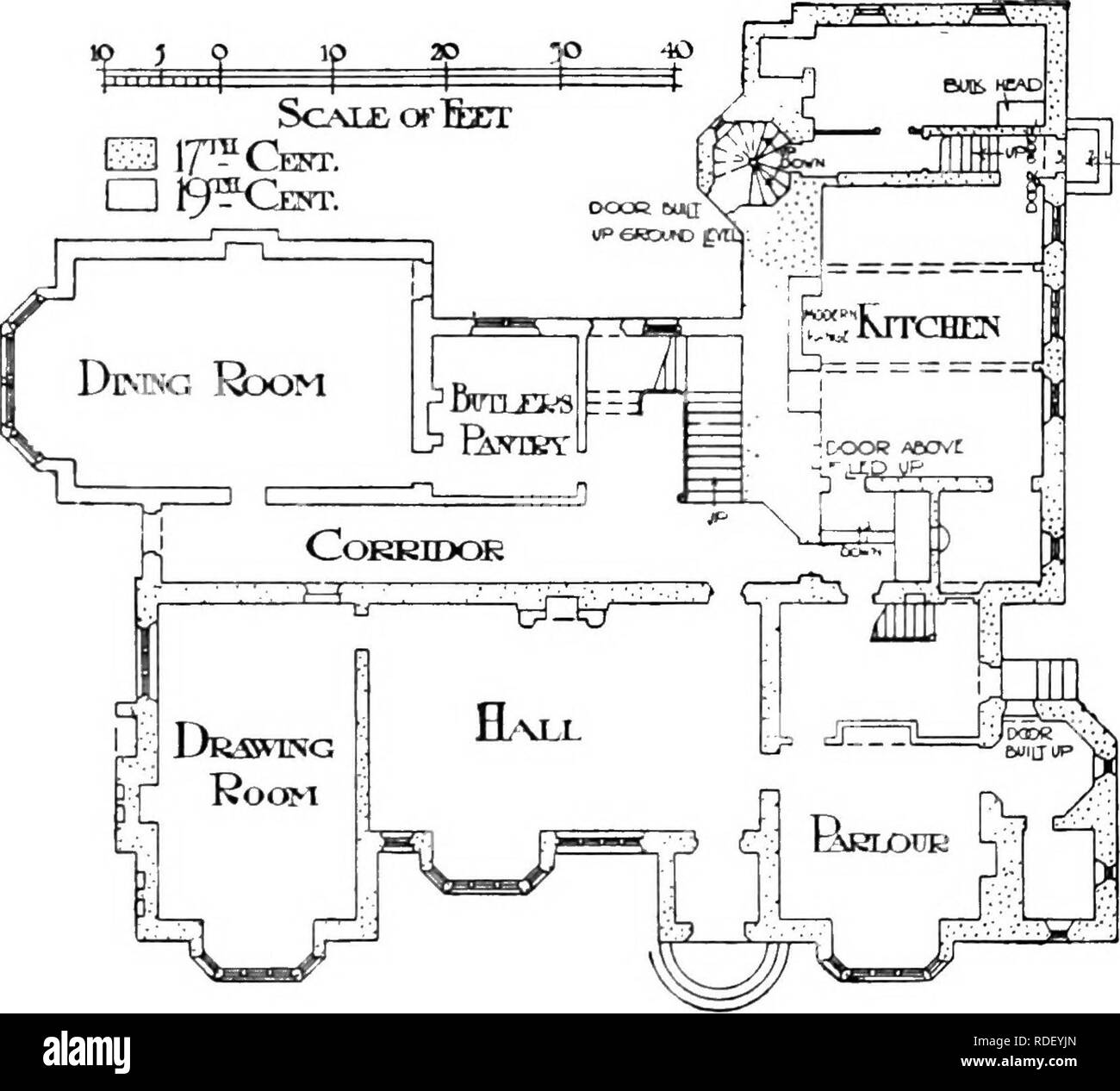 . La storia di Victoria della contea di Lancaster;. Storia naturale. Una storia di LAXCASHIRE h"ll sorge a circa tre quarti di un miglio ad est, ed è una bella bricic mansion di tre storie con timpani e bifore, avendo una vista in elevazione frontale rivolta verso sud di circa 86 m. È ora utilizzato come una casa colonica. L'edificio appartiene alla metà del XVII secolo ed è costruito di piccoli mattoni rossi, var)ing in dimensioni da 2 a 2 J. in blu di pannolino configurazioni simili di altri lavori dello stesso periodo nel quartiere." Una testa del tubo di lancio sulla parte anteriore della casa porta la data 1670 e th Foto Stock