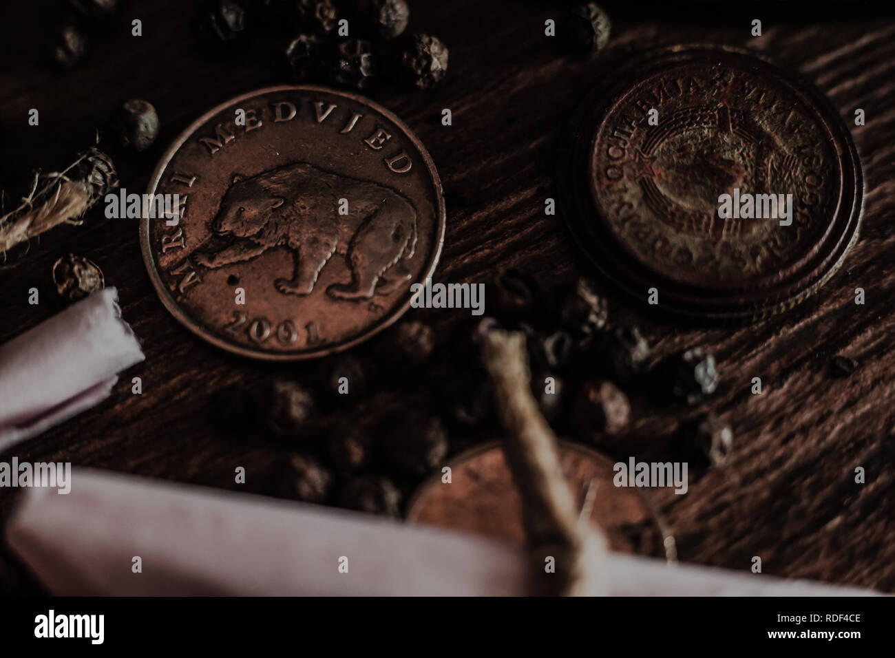 Vecchia guerra arrugginito bear coin Foto Stock