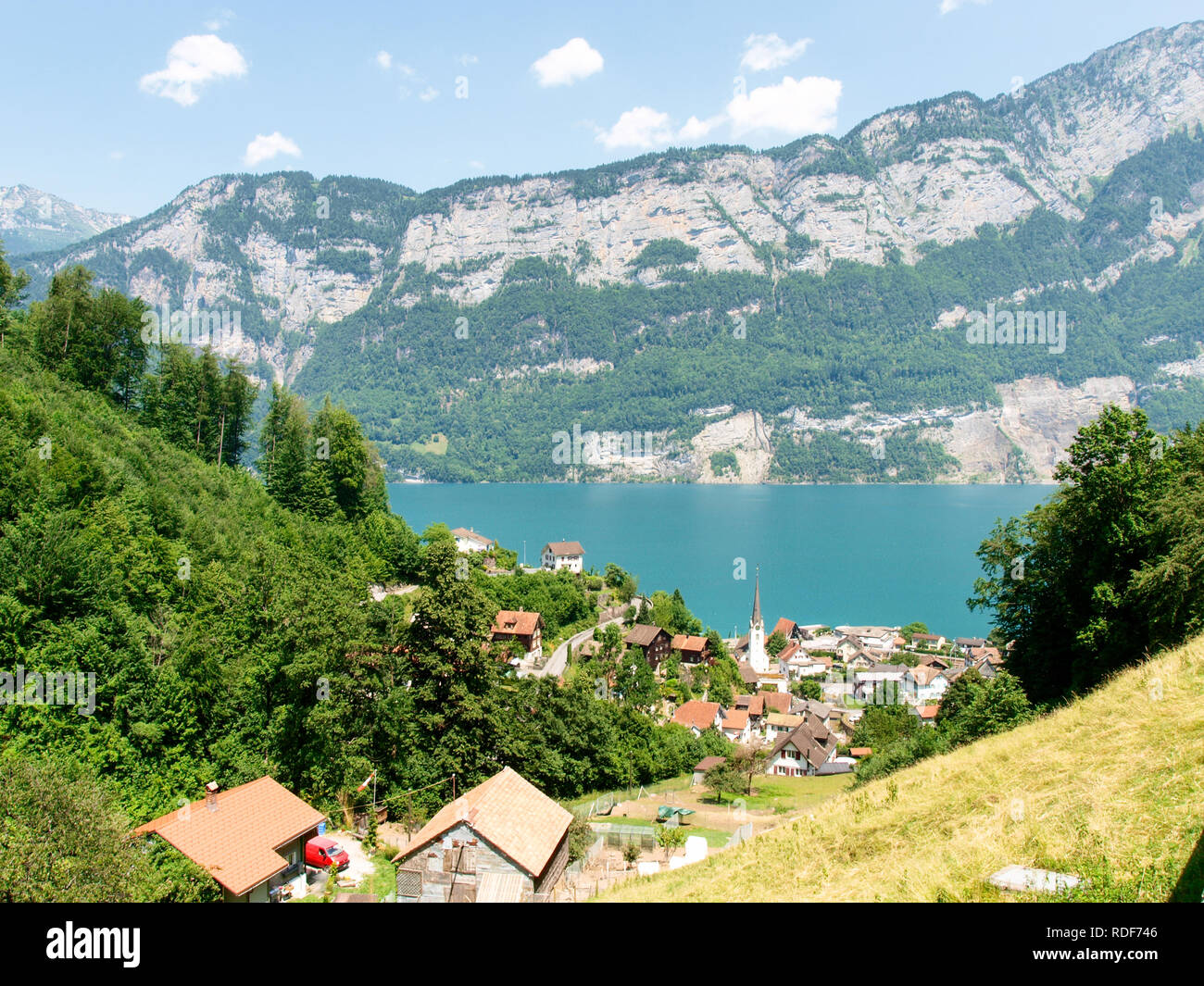 Walensee, Svizzera: Lago tra le montagne di Appenzell Foto Stock