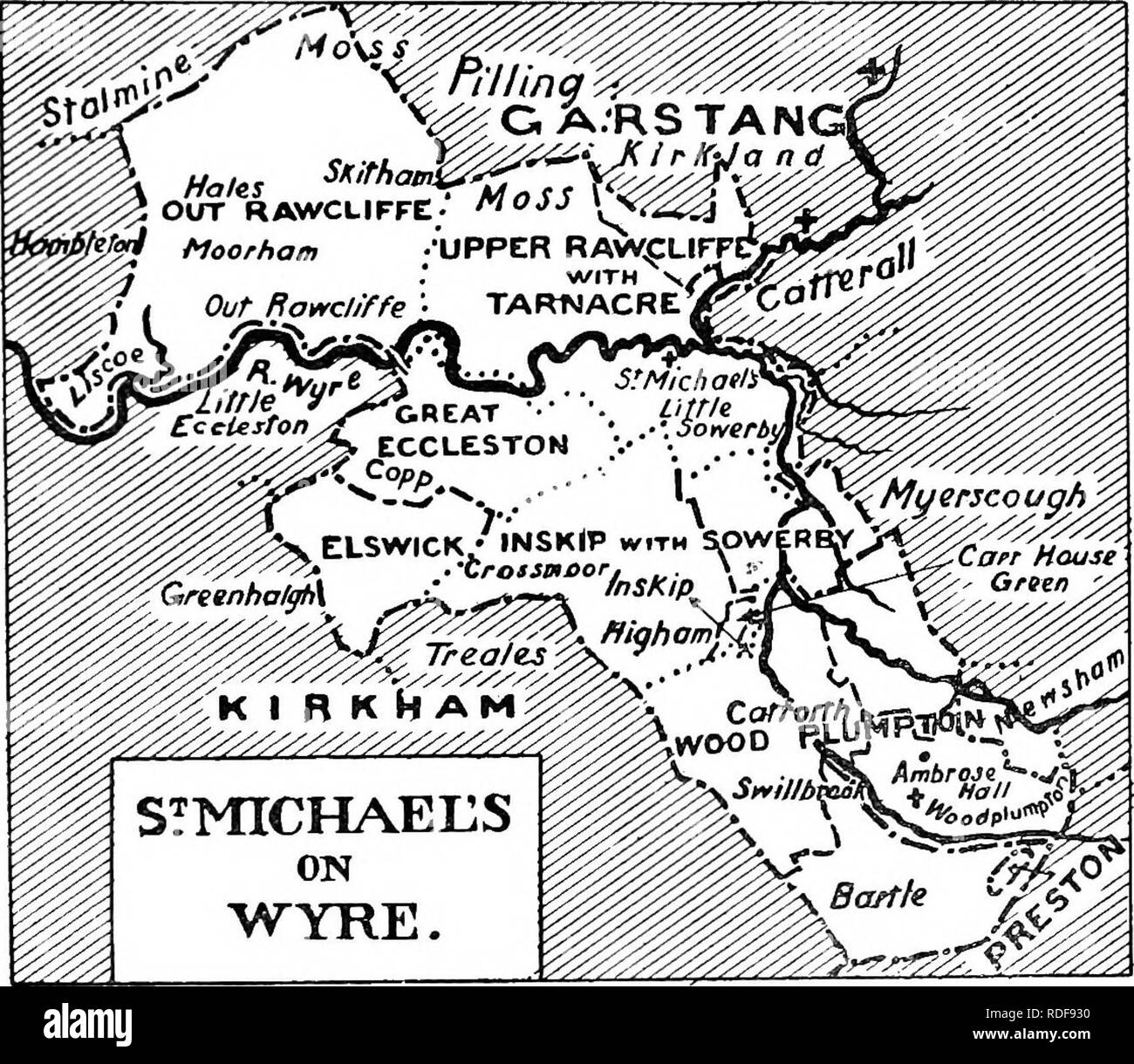 . La storia di Victoria della contea di Lancaster;. Storia naturale. AMOUNDERNESS CENTINAIA DI ST. MICHAEL- on-WYRE pestilenza del 1349-50 ha visitato la parrocchia, prendendo il largo molte delle persone.15 Sir Richard Kighley di Inskip era uno di quelli che hanno combattuto a Agincourt, uccisi nella battaglia.2 La riforma è stata a lungo contrastata da un numero di persone che qui come altrove nel Fylde.3 nella guerra civile i principali squiresâButler Kirkbyâlost e figli per la causa di Carlo I ; ma gli uomini sono state sollevate anche per il Parlamento europeo,4 e intorno Elswick non vi era sufficiente puritanesimo per agitare il popolo la bu Foto Stock