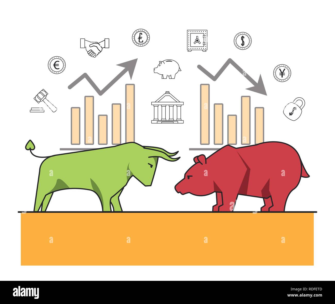 Finanza e trading cartoon Illustrazione Vettoriale