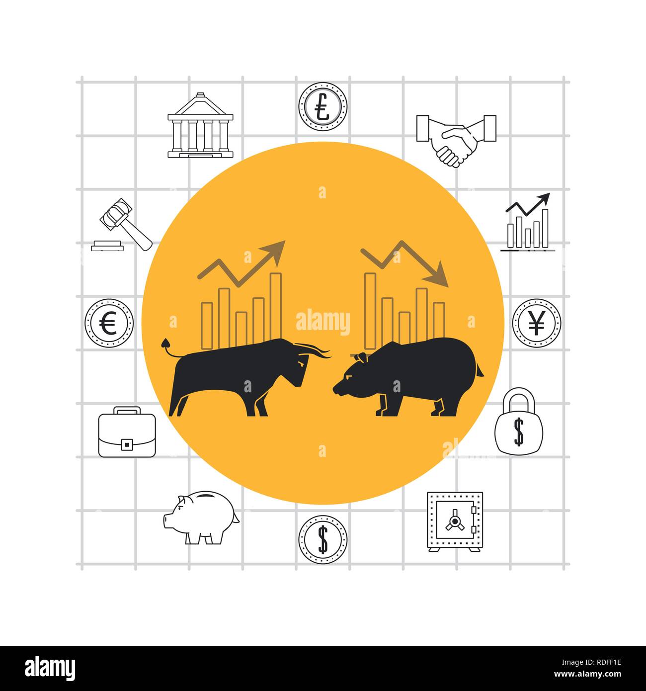 Finanza e trading cartoon Illustrazione Vettoriale