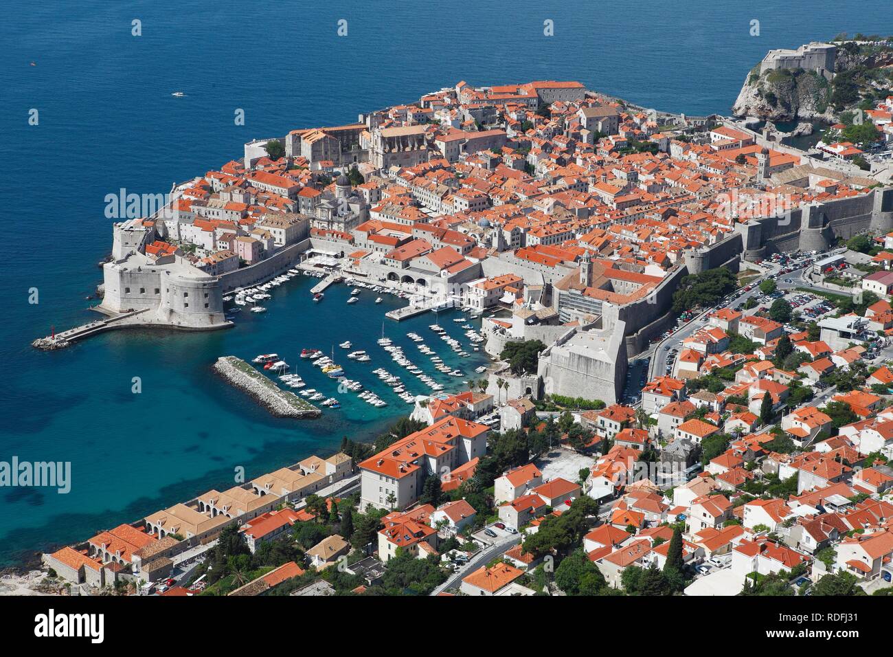 Vista della Città Vecchia, Dubrovnik, Croazia Foto Stock